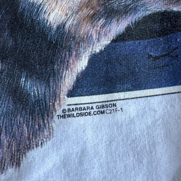 Vintage Wolf Sweatshirt‎ White Robert Allen Sportswear Made in the USA Mens XL - Picture 3 of 9